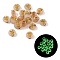 Luminous Transparent Acrylic Beads, Flat Round with Letter, Glow in the Dark, Golden Metal Enlaced, Letter X, 7x4mm, Hole: 1.8mm, about 3700pcs/500g