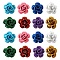 32Pcs 8 Colors 3D Rose Flower Baking Paint Aluminum Beads, with Sequins, Mixed Color, 15.5x9mm, Hole: 1.2mm, 4pcs/color