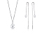 S925 Sterling Silver Clear Cubic Zirconia Teadrop Pendant Necklaces & Ear Threads Sets, Platinum, Necklaces: 14.57 inch(37cm), Earring: 3.03 inch(7.7cm)