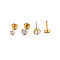 Stainless Steel Clear Cubic Zirconia Threadless Labret Stud, Tragus Stud, Flat Back Earring, Golden, 6mm, Pin: 0.8mm, Head: 5mm