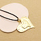 Bohemian Style Zinc Alloy Pendant Black Waxed Cord Necklaces for Women, Golden, Heart, 31.50 inch(80cm), Pendant: 70x66mm