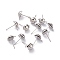 Non-Tarnish 304 Stainless Steel Post Earring Studs, with Loop, Half Round, Stainless Steel Color, 12x8x4.5mm, Hole: 1.5mm, Pin: 0.7mm