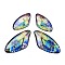 4Pcs Transparent Epoxy Resin Butterfly Wings Pendants, with Gold Foil & Glitter Powder, Yellow, 29.5~39.5x16~20x2.5mm, Hole: 1.1mm
