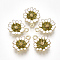 Alloy Pendants, with Enamel, Flower, Light Gold, Olive, 15x12x3mm, Hole: 1.4mm