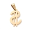 304 Stainless Steel Pendants, Laser Cut, Dollar Sign, Golden, 20x12.5x1.2mm, Hole: 5x3mm