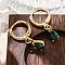 Brass Teardrop Hoop Earrings, with Glass, Real 18K Gold Plated, 21.5x4.5x8.5mm