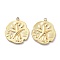 PVD Vacuum Plating 304 Stainless Steel Pendants, Flat Round with Starfish Charm, Real 18K Gold Plated, 20x17x2mm, Hole: 1.6mm