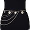 Alloy Coin Multi-Layered Chain Waist Body Chains for Women, Golden, 1090mm