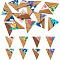 16Pcs 8 Colors Resin and Walnut Pendants, Triangle, Mixed Color, 36.5x30.5x2.5mm, Hole: 2mm, 2pcs/color