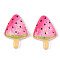 Resin Cabochons, Watermelon, with Sequins, Imitation Food, Hot Pink, 24x16x6mm