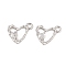 Brass Micro Pave Clear Cubic Zirconia Charms, Cadmium Free & Nickel Free & Lead Free, Long-Lasting Plated, Heart, Platinum, 10.5x12x2.5mm, Hole: 1.5mm