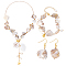 Natural Shell & Natural Cultured Freshwater Pearl Necklacrs & Dangle Earrings & Bracelets Set for Women, BurlyWood, 500mm