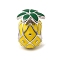 925 Sterling Silver Enamel European Beads, Large Hole Beads, Pineapple, 12x9x8.5mm, Hole: 4.2mm