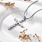 304 Stainless Steel & Plastic Pearl Cross Pendant Round Snake Chain Necklaces for Women, Stainless Steel Color, 15.83 inch(40.2cm)