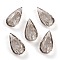 Embossed Glass Rhinestone Pendants, Teardrop, Faceted, Satin, 14x7x4mm, Hole: 1.2mm