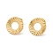 201 Stainless Steel Stud Earring Findings, with Ear Nuts and 304 Stainless Steel Pins, Donut with Hole, Real 24K Gold Plated, 15mm, Hole: 1.2mm, Pin: 0.7mm
