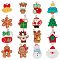 32Pcs 16 Styles Opaque Resin Pendants, Christmas Charms, with Platinum Tone Iron Loops, Santa Claus & Reindeer & Gingerbread Man & Elk, Mixed Shapes, Mixed Color, 21~31x9.5~24.5x3.5~17mm, Hole: 2~2.7mm, 2pcs/style