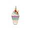 Brass Enamel Ice Cream Pendants, Dessert Charms with Jump Rings, Cadmium Free & Lead Free, Real 18K Gold Plated, Colorful, 22.5x11.5x2.5mm, Hole: 3.5mm