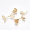 Brass Pendants, Rose, Real 18K Gold Plated, 40x25x10mm, Hole: 0.8mm