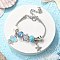 Ocean Theme European Beads Charm Bracelet Set for Women, with Tibetan Style Alloy Charms & Resin, Light Sky Blue, 6-3/4 inch(17cm)