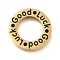 304 Stainless Steel Pendants, Round Ring with Word Good Luck, Golden, 24.5x24.5x3mm, Hole: 1.8mm