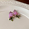 Rose Alloy Rhinestone Dangle Stud Earrings, with Plastic Pearl, Golden, Violet, 41x17mm