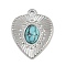 304 Stainless Steel Synthetic Turquoise Pendants, Heart Charms, Stainless Steel Color, 23x18.5x4.5mm, Hole: 1.4mm