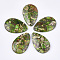 Synthetic Gold Line Regalite/Imperial Jasper/Sea Sediment Jasper Pendants, Dyed, teardrop, Lime Green, 48x30~30.5x7mm, Hole: 1.4mm
