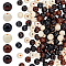 300Pcs 6 Styles Natural Unfinished Wood Beads, Waxed Wooden Beads, Smooth Surface, Round, Macrame Beads, Large Hole Beads, Mixed Color, 12x10.5~12mm, Hole: 2.5~4mm, 50pcs/style