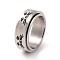Black Enamel Cat Rotating Fidget Band Ring, 201 Stainless Steel Fidget Spinner Ring for Anxiety Stress Relief, Stainless Steel Color, Inner Diameter: 17mm