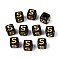 Opaque Acrylic Beads, Golden Metal Enlaced, Cube with Letter, Black, Letter S, 4.5~5x4.5~5x4.5~5mm, Hole: 2mm, about 6250pcs/500g