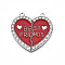 Alloy Enamel Split Pendant, with Rhinestone, Cadmium Free & Nickel Free & Lead Free, Platinum, Broken Heart with Word Best Friend, Dark Red, 31x30.5x2mm, Hole: 2mm