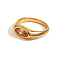 316L Stainless Steel with Cubic Zirconia Finger Rings, Horse Eye, Golden, Sienna, US Size 7(17.3mm)
