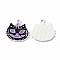 Alloy Enamel Pendants, for Halloween, Cat Pumpkin, Black, 20.5x20x1.2mm, Hole: 1.8mm