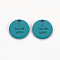 Spray Painted Alloy Charms for Valentine's Day, Cadmium Free & Lead Free, Flat Round with Phrase I Love You, Teal, 13x13x1.5mm, Hole: 1.6mm