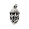 Openable 316 Surgical Stainless Steel Pendants, with Glass Beads inside, Bullet with Fleur De Lis Charm, Antique Silver, 28x15mm, Hole: 3.5x5mm
