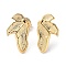 304 Stainless Steel Stud Earrings, Leaf, Real 14K Gold Plated, 18.5x11mm