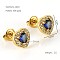 304 Stainless Steel Cubic Zirconia Stud Earrings, Golden, Heart, 10x10mm