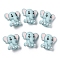 6Pcs Silicone Beads, Elephant, Royal Blue, 25.5x30x16.5mm, Hole: 2mm