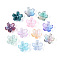 Baking Painted Transparent Glass Bead Caps, 5-Petal Flower, with Glitter Powder, Mixed Color, 12~12.5x4.5~5mm, Hole: 1.2~1.4mm