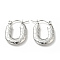 Non-Tarnish 304 Stainless Steel Rectangle Chunky Hoop Earrings for Women, Stainless Steel Color, 22x17x3mm, Pin: 0.8mm