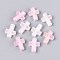 Gradient Color Transparent Acrylic Beads, with Gold Foil, Cross, Pearl Pink, 16x12.5x4.5mm, Hole: 2.5mm, about: 1429pcs/500g