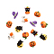 30Pcs 6 Style Resin Cabochons Halloween Theme, DIY for Earrings & Bobby pin Accessories, Ghost & Pumpkin & Hat & Haunted House/Castle & Cat, Mixed Color, 5pcs/style