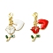 2Pcs 2 Colors Valentine's Day Rose Heart Alloy Enamel Pendant Decoration, Lobster Claw Clasps Charm for Bag Ornaments, Mixed Color, 40mm, 1pc/color