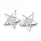 Brass Micro Pave Clear Cubic Zirconia Faith Pendants, Nickel Free, Star with Word Fe, Platinum, 21x21x2mm, Hole: 0.7mm