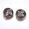Handmade Indonesia Beads, with Brass Findings, Nickel Free, Flat Round with Elephant, Black, Raw(Unplated), 28~28.5x13~14mm, Hole: 2mm