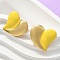 Heart 304 Stainless Steel Stud Earrings, with Enamel, Golden, Gold, 21.5x24mm