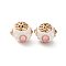Handmade Resin Indonesia Round Beads, with Alloy Findings, Round, Pink, 19x16.5mm, Hole: 2mm