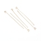 304 Stainless Steel Eye Pins, Real 18K Gold Plated, 50x0.6mm, Hole: 2mm