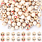 100Pcs 4 Styles Printed Wood European Beads, Large Hole Round Bead with Smiling Face Pattern, Undyed, Mixed Color, 20x17.5~18mm, Hole: 4.5~4.7mm, 25pcs/style
